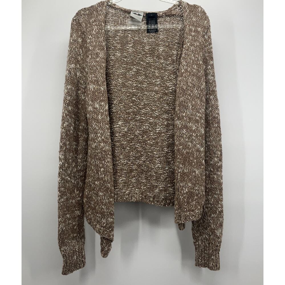 Harley Davidson‎ Open Front Chunky Knit Cardigan Medium Sweater Brown Bikercore